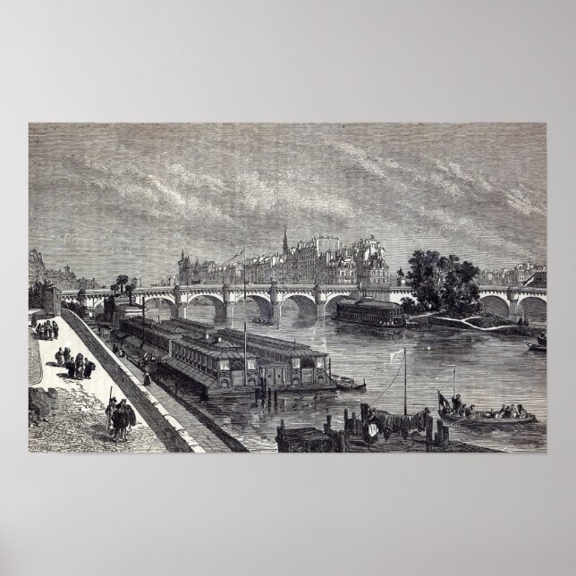 Modernes Paris: Der Pont Neuf, 1845 Poster (Vorne)