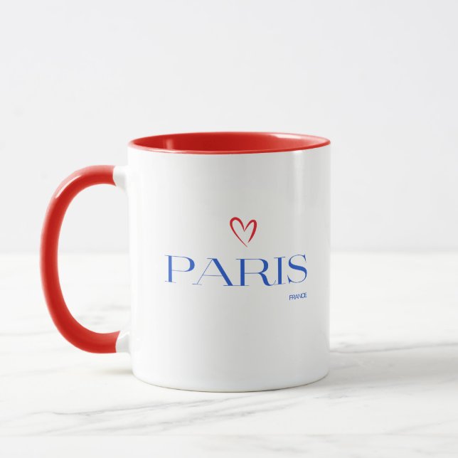 Modernes Paris-Design mit Tasse des Roten Herzens (Links)