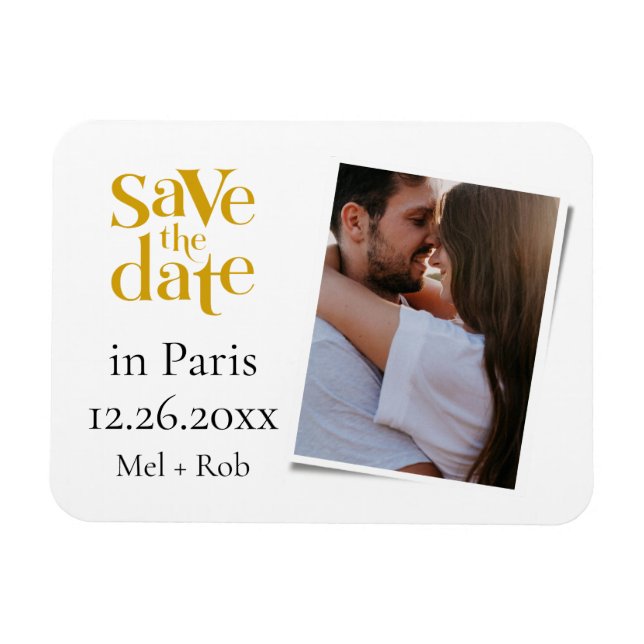 Modernes Paris Gold Einzigartiges Foto Save the Da Magnet (Horizontal)