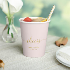 Modernes Party aus Gold und Rosa Buchstaben Pappbecher