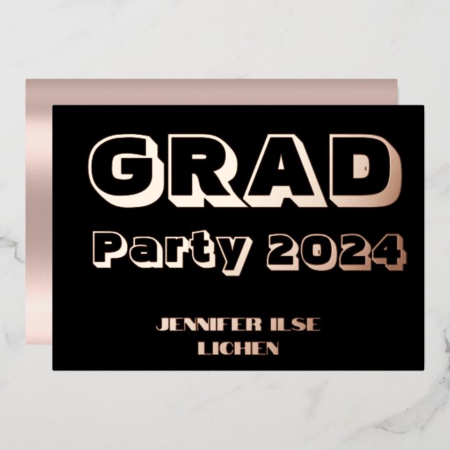 MODERNES PARTY FOLIENEINLADUNG (Vorderseite/Rückseite)