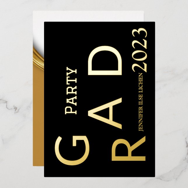 MODERNES PARTY FOLIENEINLADUNG (Vorderseite/Rückseite)