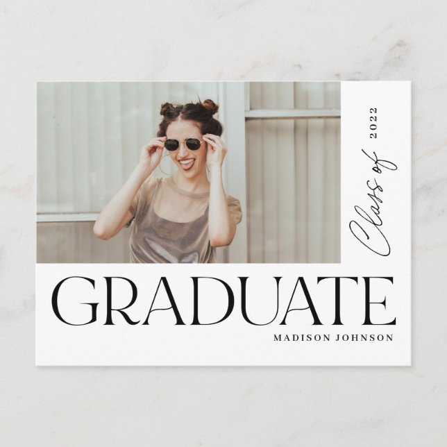 Modernes Party für Abschluss-Foto Ankündigungspostkarte (Vorderseite)