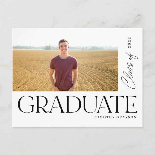 Modernes Party für Abschluss-Foto   Ankündigungspostkarte (Vorderseite)