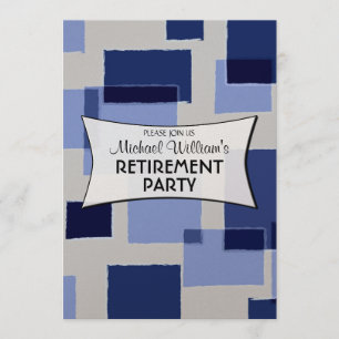 Modernes Party für Blue Geometares-Quadrate Einladung