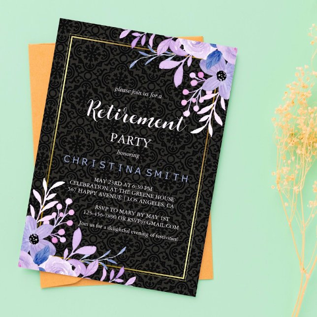 Modernes Party für Blumenpastell Einladung (Modern Floral Pastel Watercolor Retirement Party)