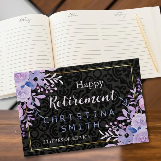 Modernes Party für Blumenpastell Gästebuch (Modern Floral Pastel Watercolor Retirement Party)