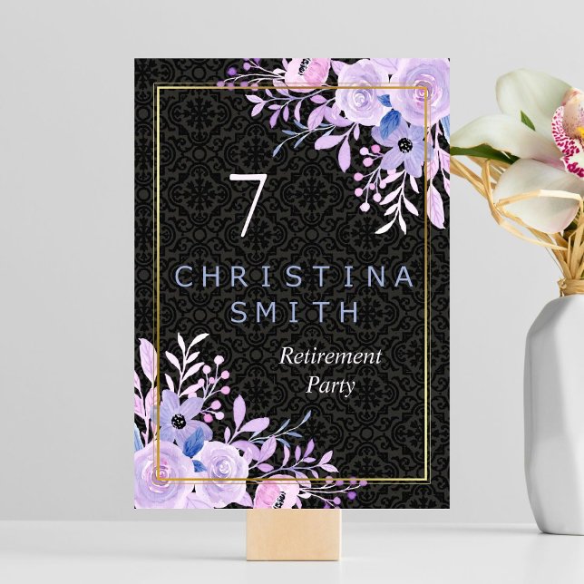 Modernes Party für Blumenpastell Tischnummer (Modern Floral Pastel Watercolor Retirement Party)