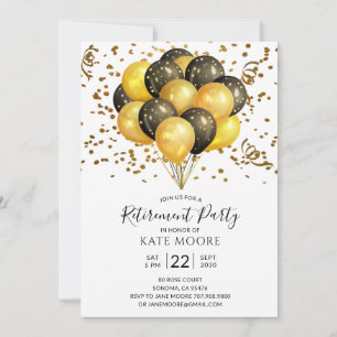Modernes Party für die Altersvorsorge Gold Black B Einladung