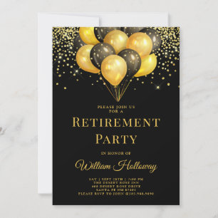 Modernes Party für die Altersvorsorge Gold Black B Einladung