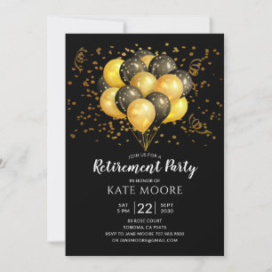 Modernes Party für die Altersvorsorge Gold Black B Einladung