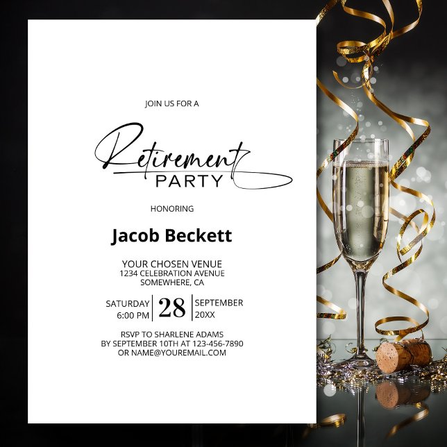 Modernes Party für Minimalistische Altersversorgun Einladung (Von Creator hochgeladen)