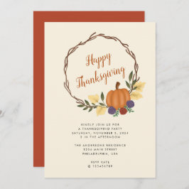 Modernes Party für Pumpkin-Kürbis-Erntedank Einladung