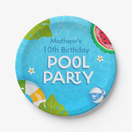 Modernes Party für tropische Sommerbecken Pappteller