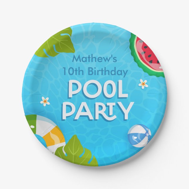 Modernes Party für tropische Sommerbecken Pappteller (Vorderseite)