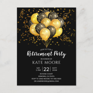 Modernes Party Gold und Black Postcard Ankündigungspostkarte
