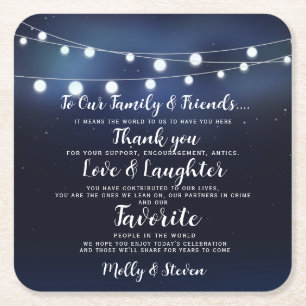 Modernes Party/Hochzeit Vielen Dank Rechteckiger Pappuntersetzer