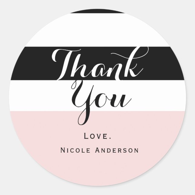 Modernes Party in Rosa und Weiß Streifen Runder Aufkleber (Vorderseite)