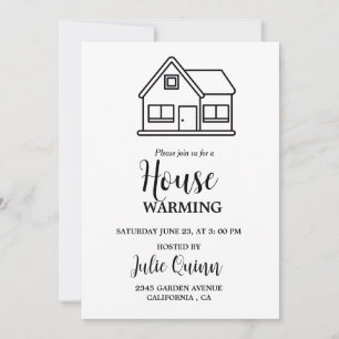 Modernes Party Minimalistisch House Erwärmung Einladung