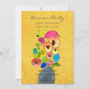 Modernes Party mit farbenfrohen Motiven im Blumend Einladung