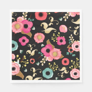 Modernes Party mit floralen Wasserfarben Serviette