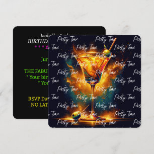Modernes Party Time Neon Personalisiert Einladung
