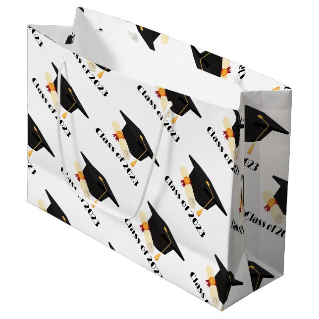 Modernes Party zur Feier des Abschlusses Große Geschenktüte (Vorderseite Schrägansicht)
