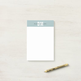Modernes Pastel Blue & Initialskript Mit Monogramm Post-it Klebezettel