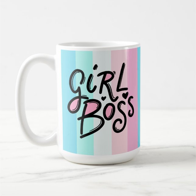 Modernes Pastel GIRL BOSS | Retro Typografie Kaffeetasse (Links)