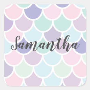 Modernes Pastel mit schönem Mermaid-Muster mit Nam Quadratischer Aufkleber