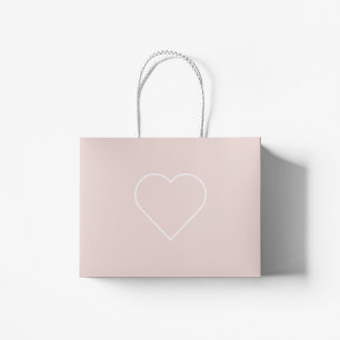 Modernes Pastel Pink & Minimalistisches Herz Große Geschenktüte