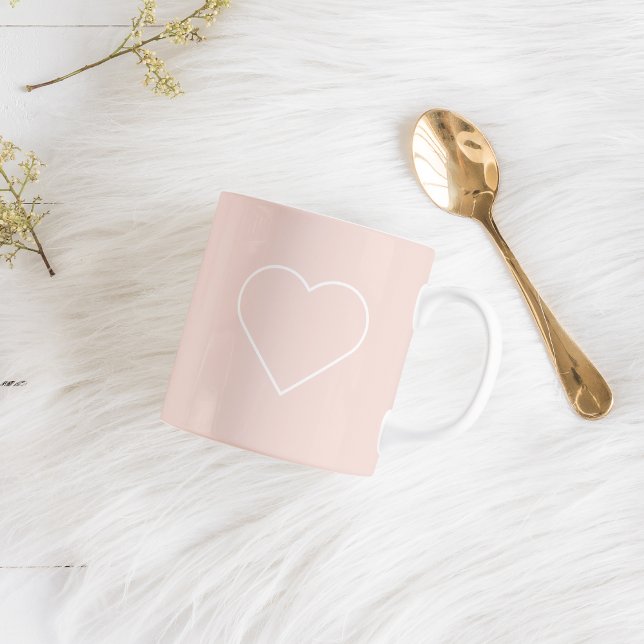 Modernes Pastel Pink & Minimalistisches Herz Tasse (Von Creator hochgeladen)