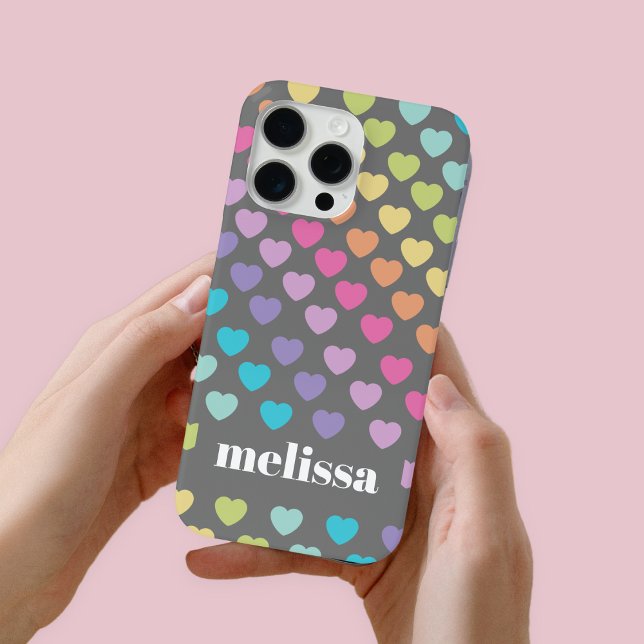 Modernes, pastelgraues Herz-Formmuster Case-Mate iPhone Hülle (Von Creator hochgeladen)