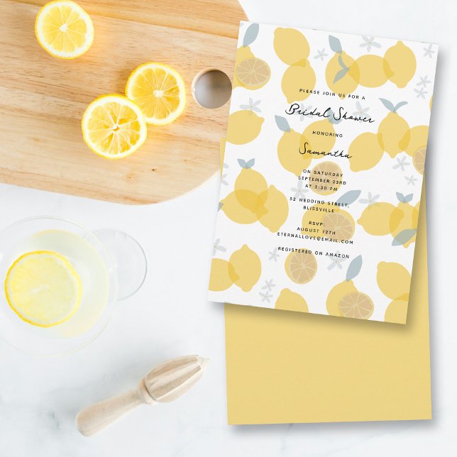 Modernes Pastell Citrus Lemons Brautparty Einladung (Modern Pastel Citrus Lemons Bridal Shower Invitation)