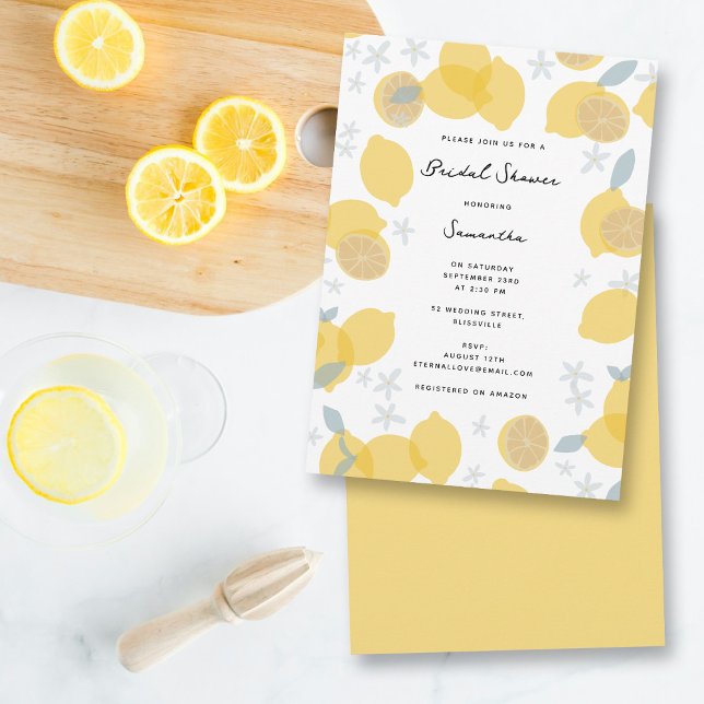 Modernes Pastell Citrus Lemons Brautparty Einladung (Modern Pastel Citrus Lemons Bridal Shower Invitation)