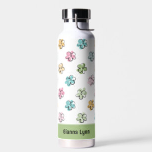Modernes Pastell floral Mit Monogramm Trinkflasche