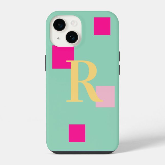 Modernes Pastell-Monogramm iPhone Hülle (Rückseite)