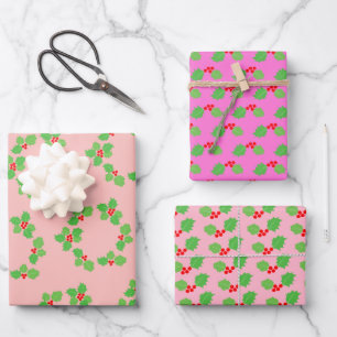 Modernes Pastell Pink Weihnachten Geschenkpapier Set