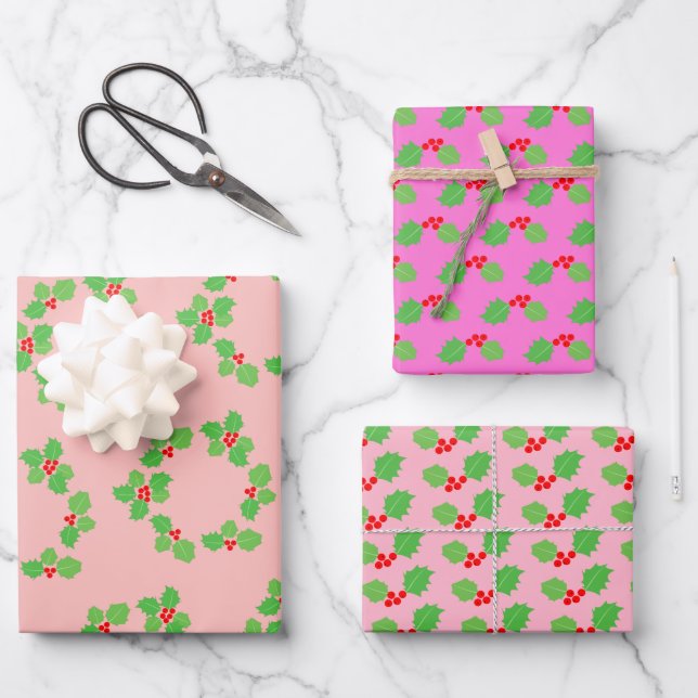 Modernes Pastell Pink Weihnachten Geschenkpapier Set (Vorderseite)
