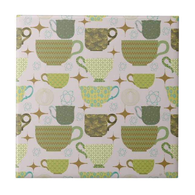 Modernes Pastell Teacup aus dem Mittelalter Fliese (Vorderseite)