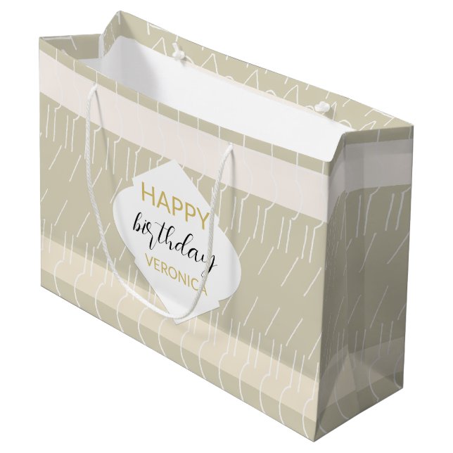 Modernes, pastellfarbenes geometrisches Monogramm Große Geschenktüte (Vorderseite Schrägansicht)