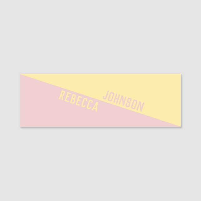 Modernes, pastellfarbenes, hellrosa Duoton Namensschild (Vorderseite)