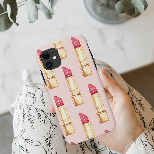 Modernes, pastellfarbenes rosa und rotes Lipstick- Case-Mate iPhone Hülle (Von Creator hochgeladen)
