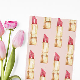 Modernes, pastellfarbenes rosa und rotes Lipstick- Feiertagskarte