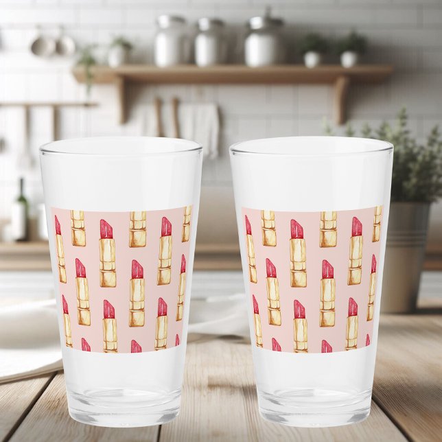 Modernes, pastellfarbenes rosa und rotes Lipstick- Glas (Von Creator hochgeladen)
