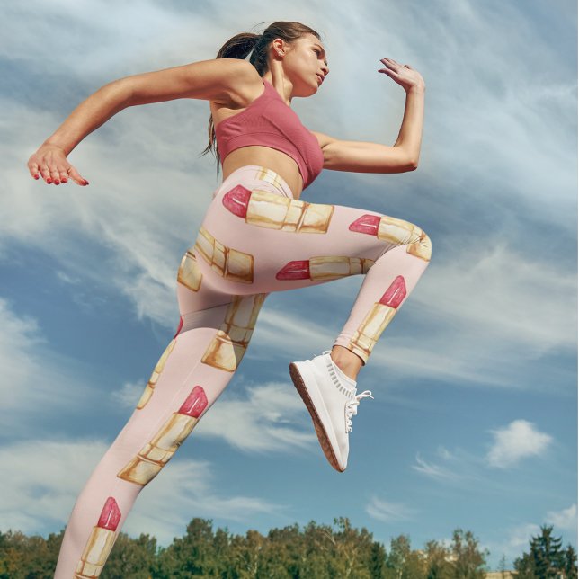 Modernes, pastellfarbenes rosa und rotes Lipstick- Leggings (Von Creator hochgeladen)