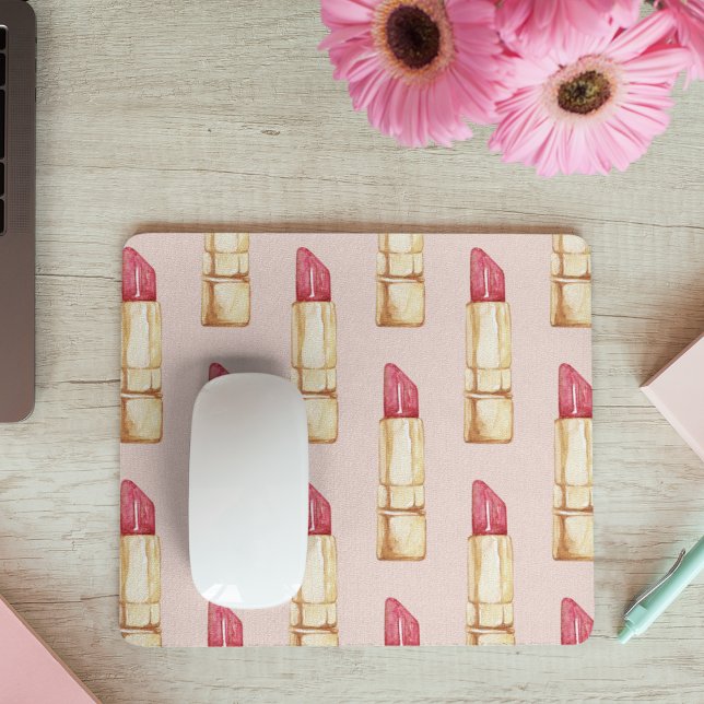 Modernes, pastellfarbenes rosa und rotes Lipstick- Mousepad (Von Creator hochgeladen)