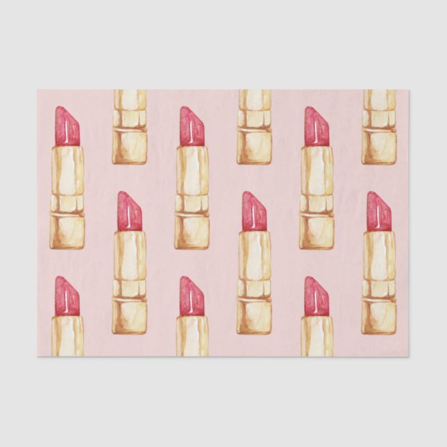 Modernes, pastellfarbenes rosa und rotes Lipstick- Seidenpapier (Vorderseite)