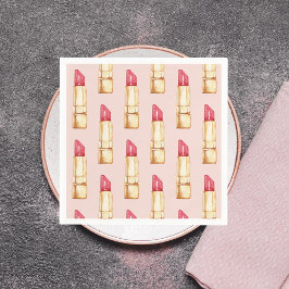 Modernes, pastellfarbenes rosa und rotes Lipstick- Serviette
