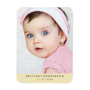 Modernes Pastellgelb des Baby-Foto-  Magnet